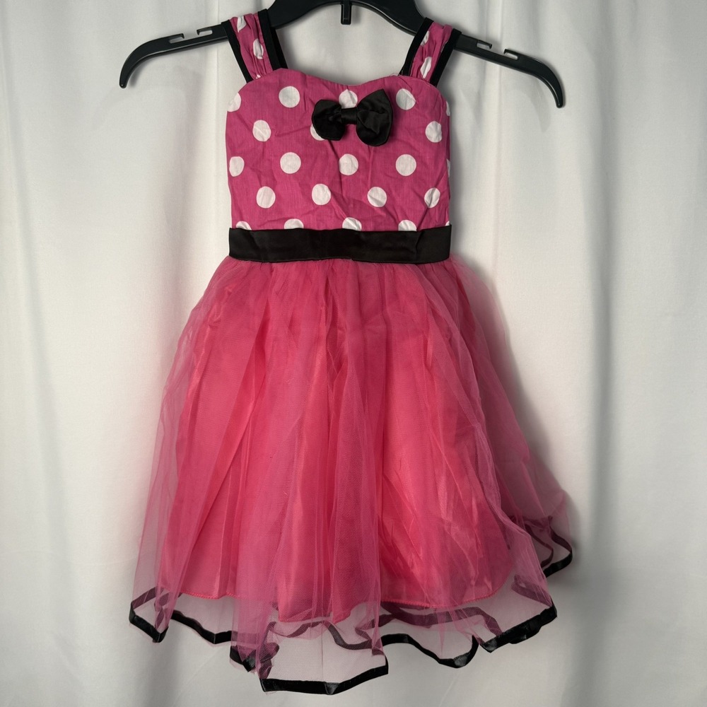 Toddler Girls Minnie Mouse Tutu Fancy Costume Dress 4T Pink Black Polka Dot